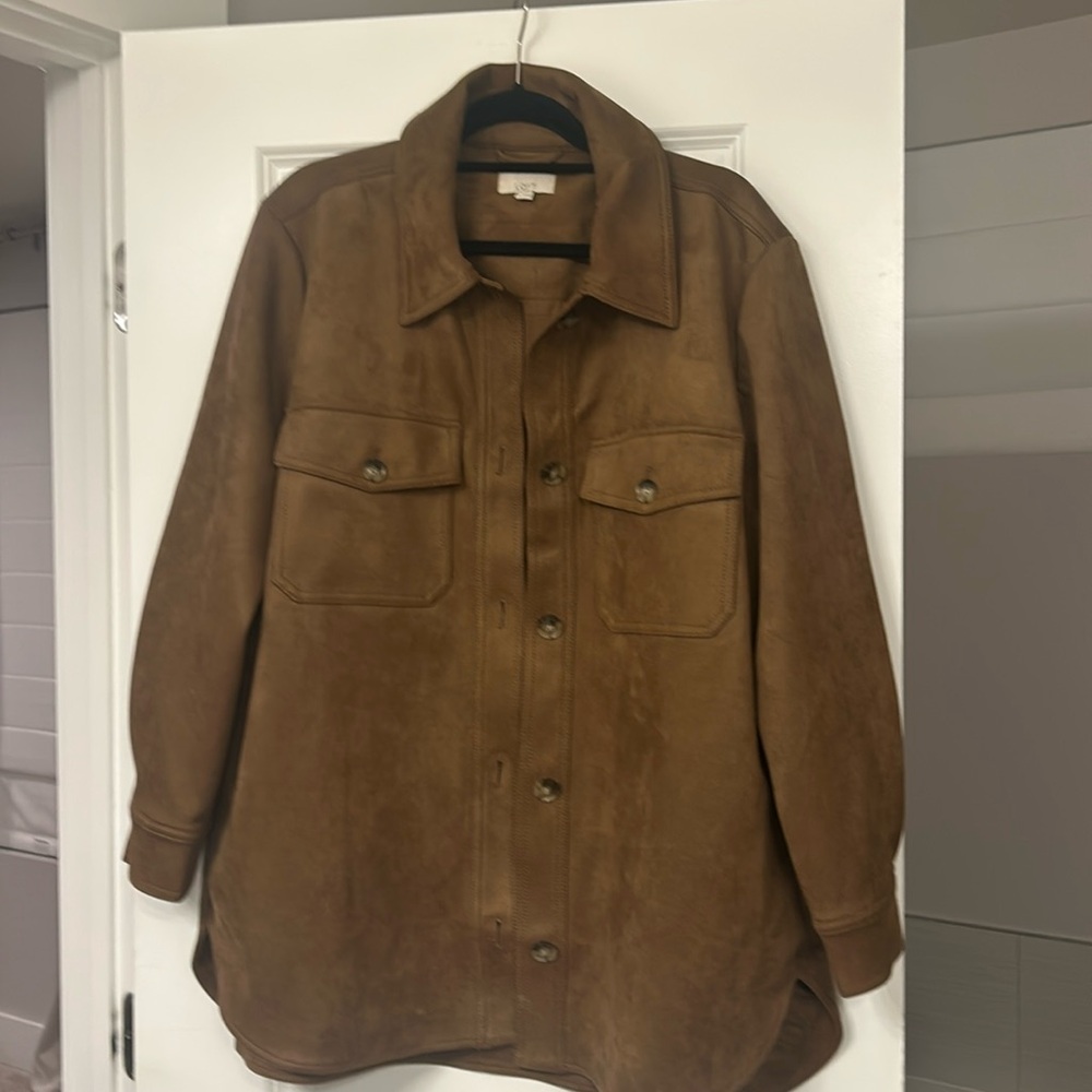 Heavy weight suede shacket